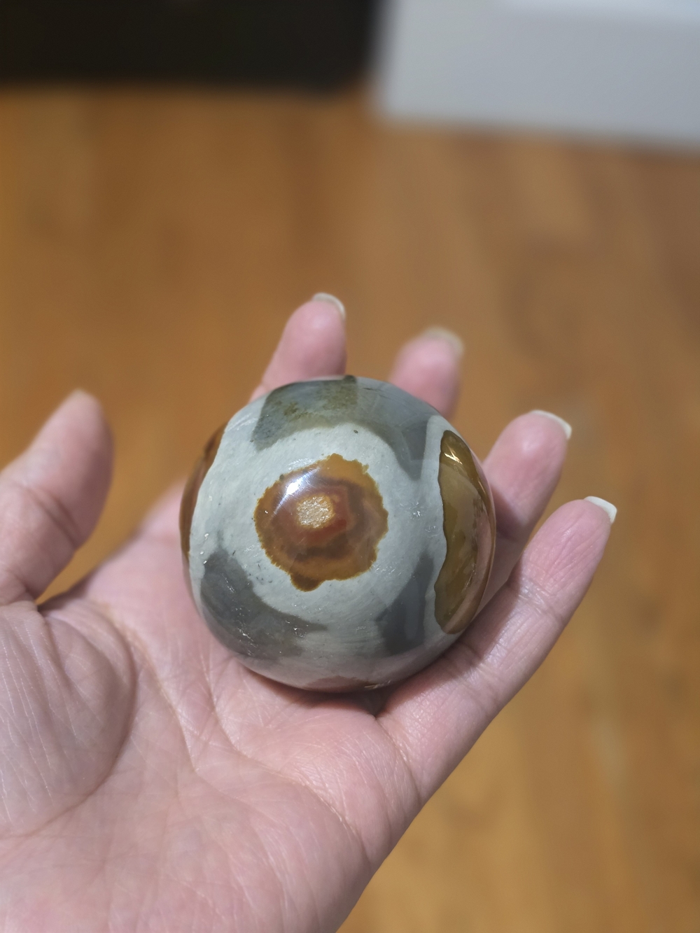 Polished Agate Sphere in Gray, Brown and Cream - Decorative Home Accent
